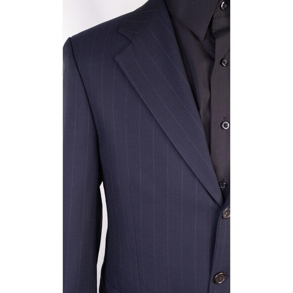 CHAPS Ralph Lauren Mens Blazer Navy Pin Stripe Sz 42s Jack Sports Coat 3 Button - Picture 6 of 14
